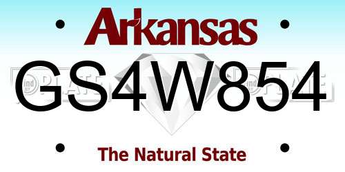 GS4W854 Arkansas License Plate