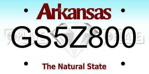 GS5Z800 Arkansas License Plate