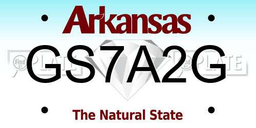 GS7A2G Arkansas License Plate