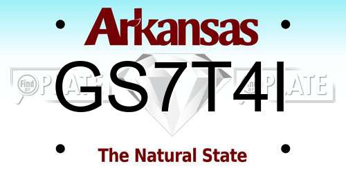 GS7T4I Arkansas License Plate