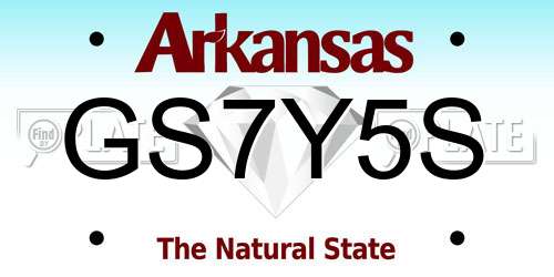 GS7Y5S Arkansas License Plate