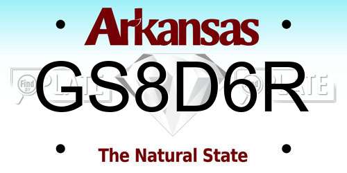 GS8D6R Arkansas License Plate