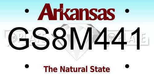 GS8M441 Arkansas License Plate