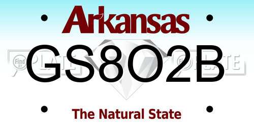 GS8O2B Arkansas License Plate