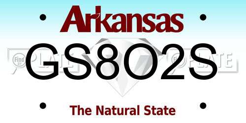 GS8O2S Arkansas License Plate