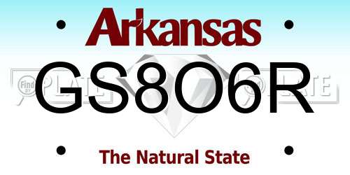 GS8O6R Arkansas License Plate