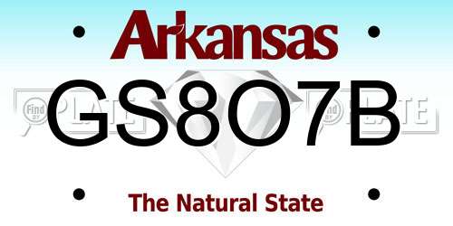 GS8O7B Arkansas License Plate