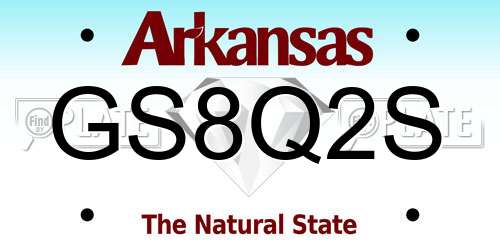GS8Q2S Arkansas License Plate