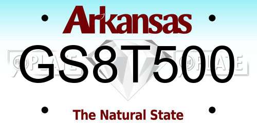GS8T500 Arkansas License Plate