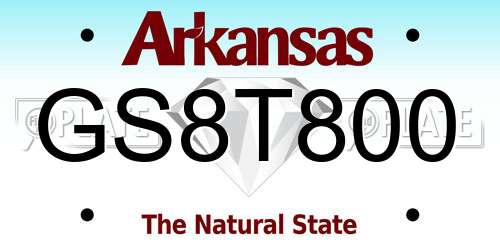 GS8T800 Arkansas License Plate