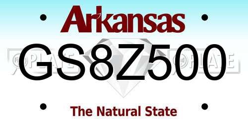 GS8Z500 Arkansas License Plate