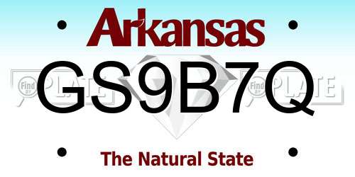 GS9B7Q Arkansas License Plate