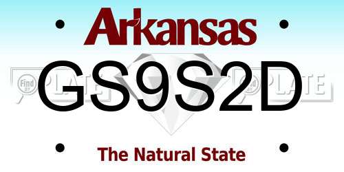 GS9S2D Arkansas License Plate