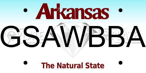 GSAWBBA Arkansas License Plate