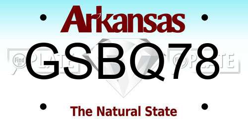 GSBQ78 Arkansas License Plate