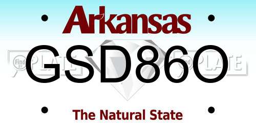 GSD86O Arkansas License Plate