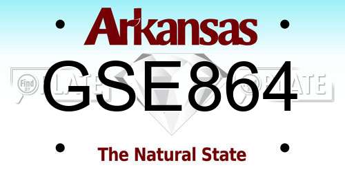 GSE864 Arkansas License Plate