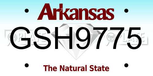 GSH9775 Arkansas License Plate