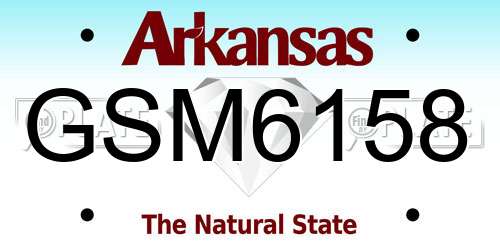 GSM6158 Arkansas License Plate