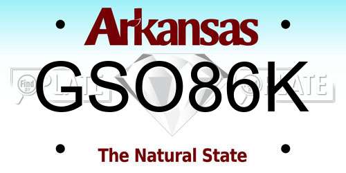 GSO86K Arkansas License Plate