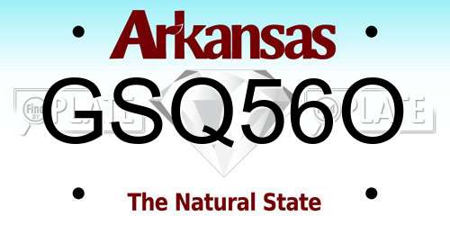 GSQ56O Arkansas License Plate