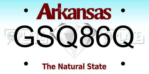 GSQ86Q Arkansas License Plate