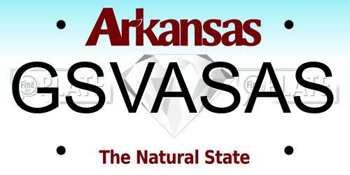 GSVASAS Arkansas License Plate