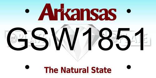 GSW1851 Arkansas License Plate