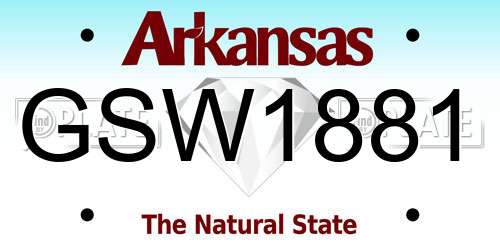 GSW1881 Arkansas License Plate