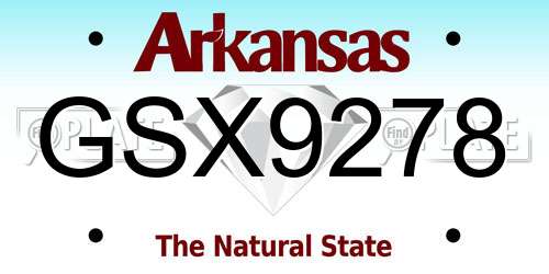 GSX9278 Arkansas License Plate