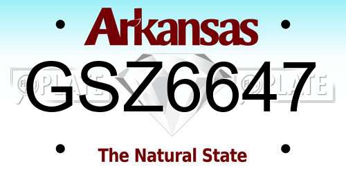 GSZ6647 Arkansas License Plate
