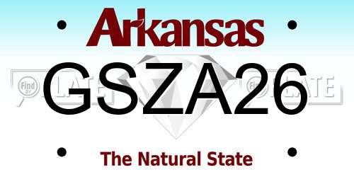 GSZA26 Arkansas License Plate