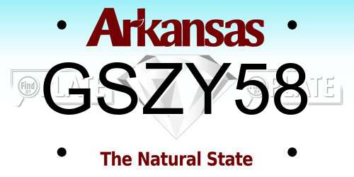 GSZY58 Arkansas License Plate