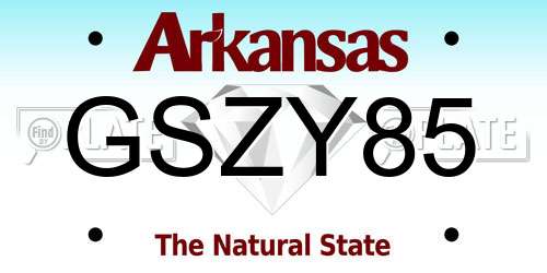 GSZY85 Arkansas License Plate