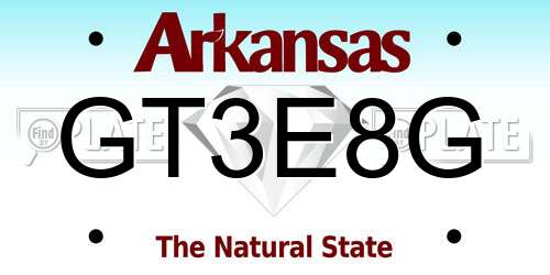 GT3E8G Arkansas License Plate