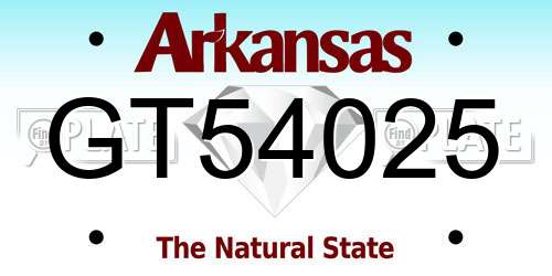 GT54025 Arkansas License Plate
