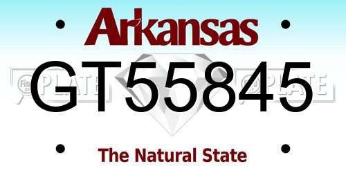 GT55845 Arkansas License Plate