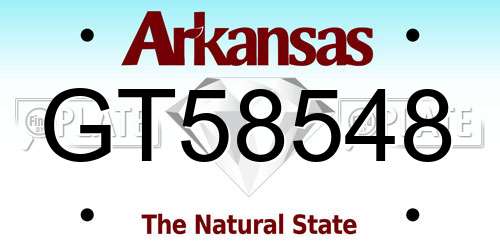 GT58548 Arkansas License Plate