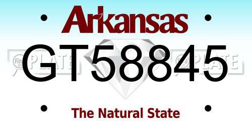 GT58845 Arkansas License Plate