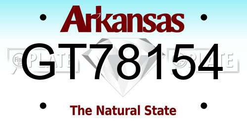 GT78154 Arkansas License Plate