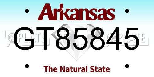 GT85845 Arkansas License Plate