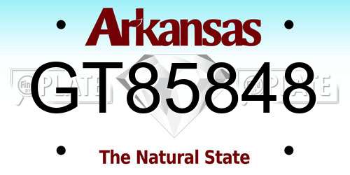 GT85848 Arkansas License Plate