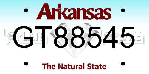 GT88545 Arkansas License Plate