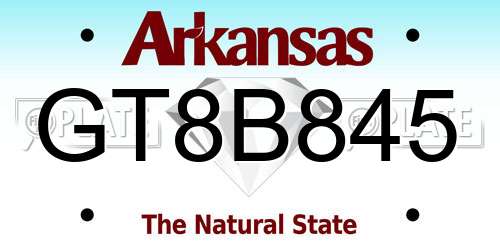 GT8B845 Arkansas License Plate