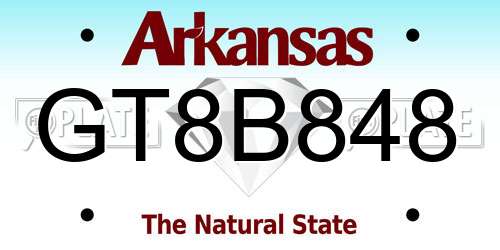 GT8B848 Arkansas License Plate