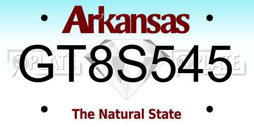 GT8S545 Arkansas License Plate