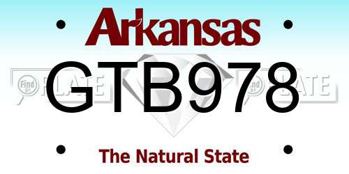 GTB978 Arkansas License Plate