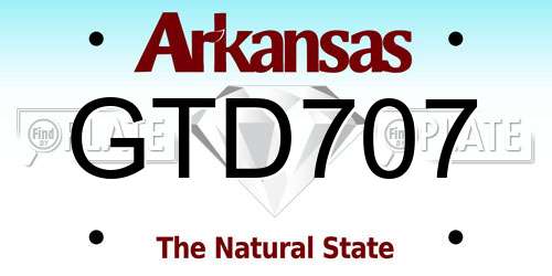 GTD707 Arkansas License Plate