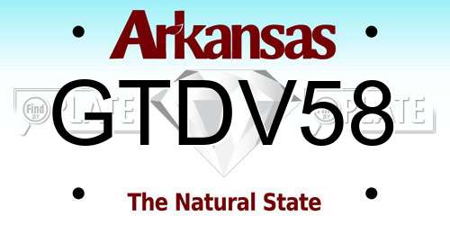 GTDV58 Arkansas License Plate