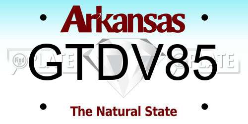 GTDV85 Arkansas License Plate